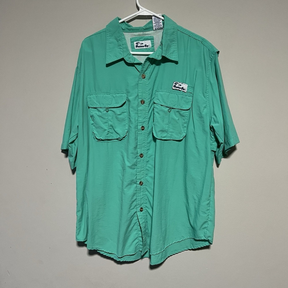 Bronson Bay Men's Size XL Fishing Shirt Green Outdoor Short Sleeve Mesh Interior